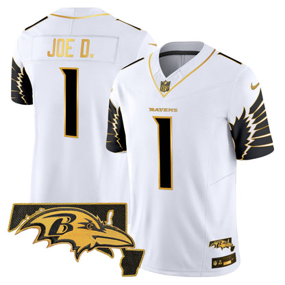 Ravens Maryland Patch Gold Vapor Limited Jersey V2 - All Stitched