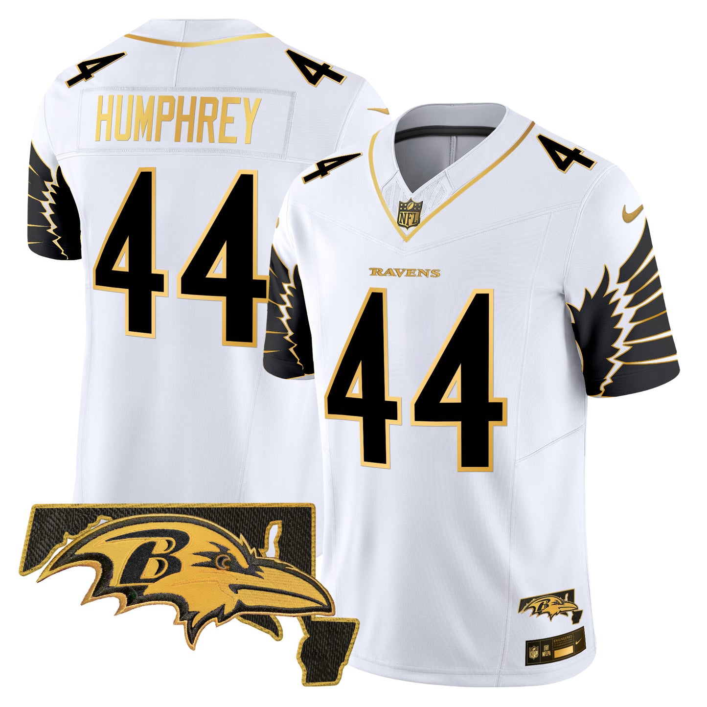 Ravens Maryland Patch Gold Vapor Limited Jersey V2 - All Stitched
