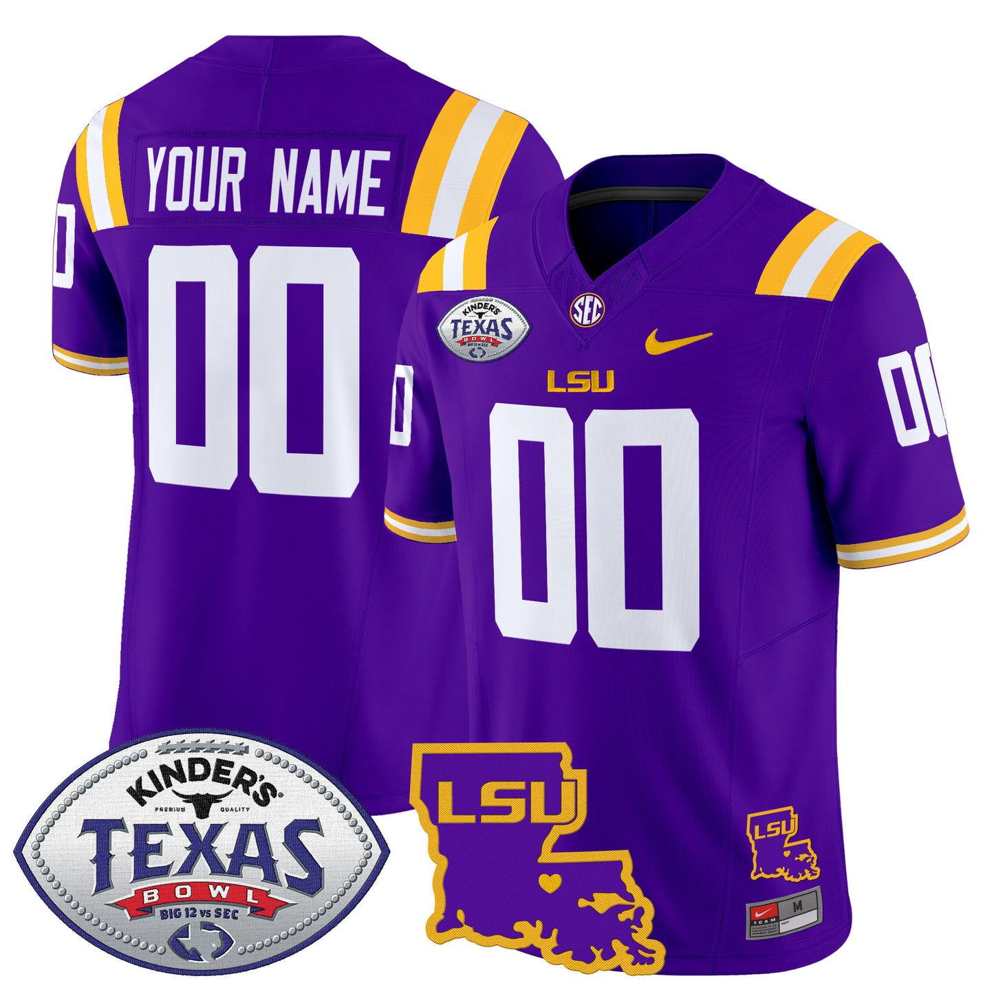 LSU Tigers 2024 Texas Bowl Patch Vapor Limited Custom Jersey - All Stitched