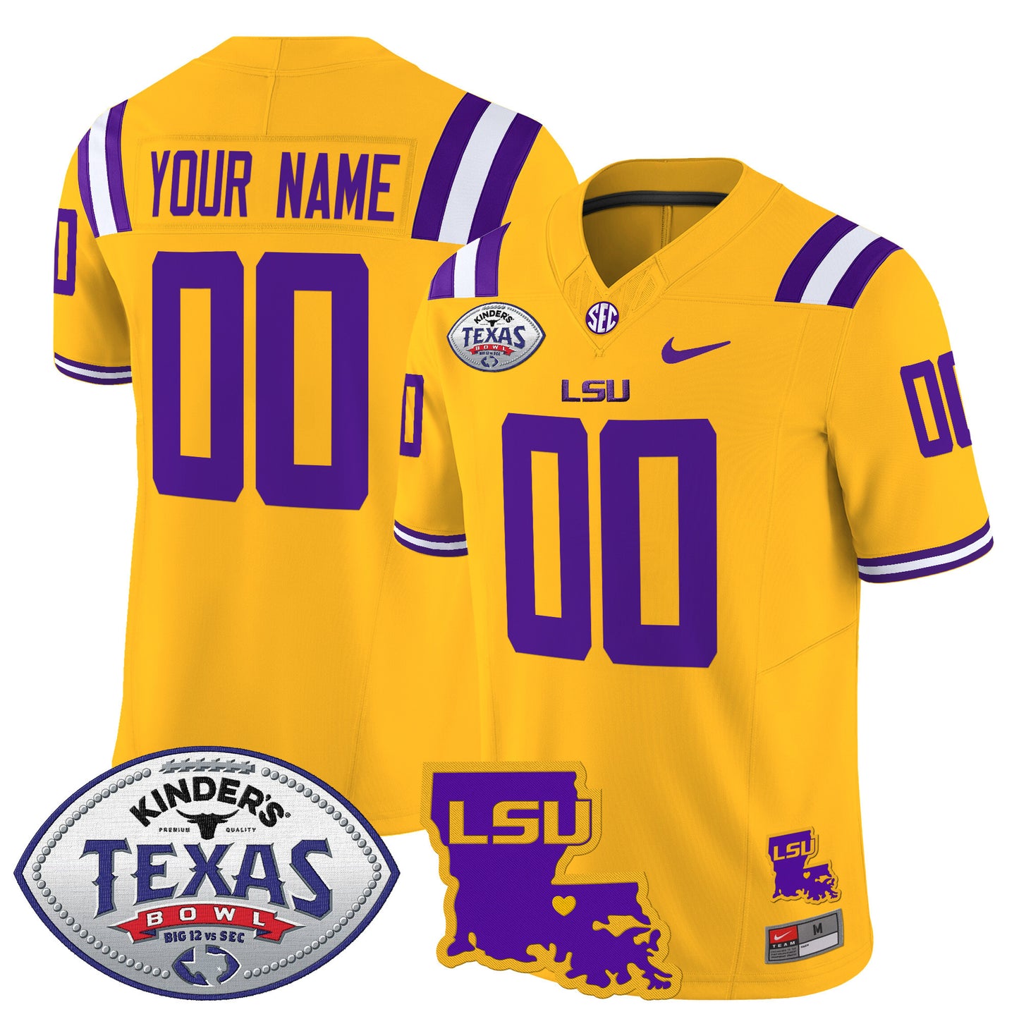LSU Tigers 2024 Texas Bowl Patch Vapor Limited Custom Jersey - All Stitched