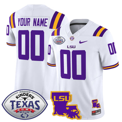 LSU Tigers 2024 Texas Bowl Patch Vapor Limited Custom Jersey - All Stitched