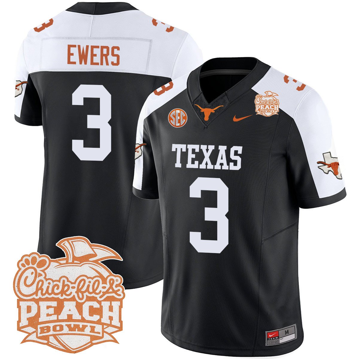 Texas Longhorns 2024 Peach Bowl Jersey - All Stitched