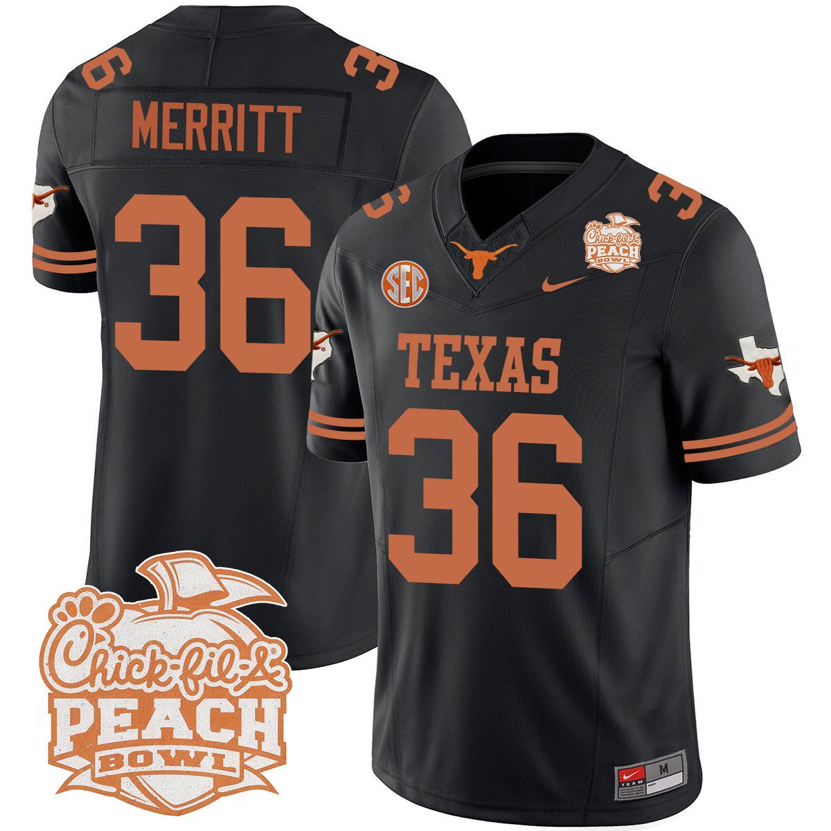 Texas Longhorns 2024 Peach Bowl Jersey - All Stitched