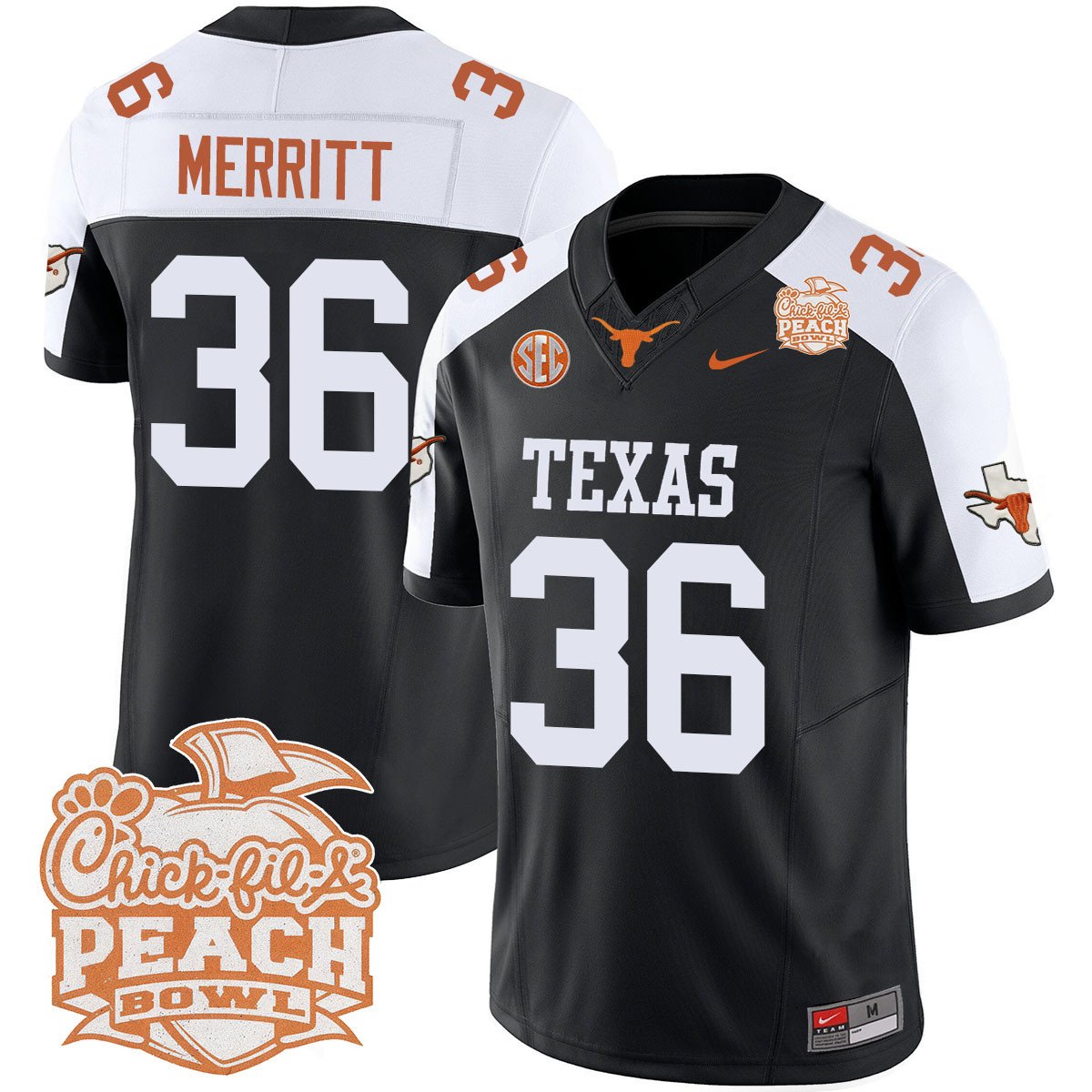 Texas Longhorns 2024 Peach Bowl Jersey - All Stitched