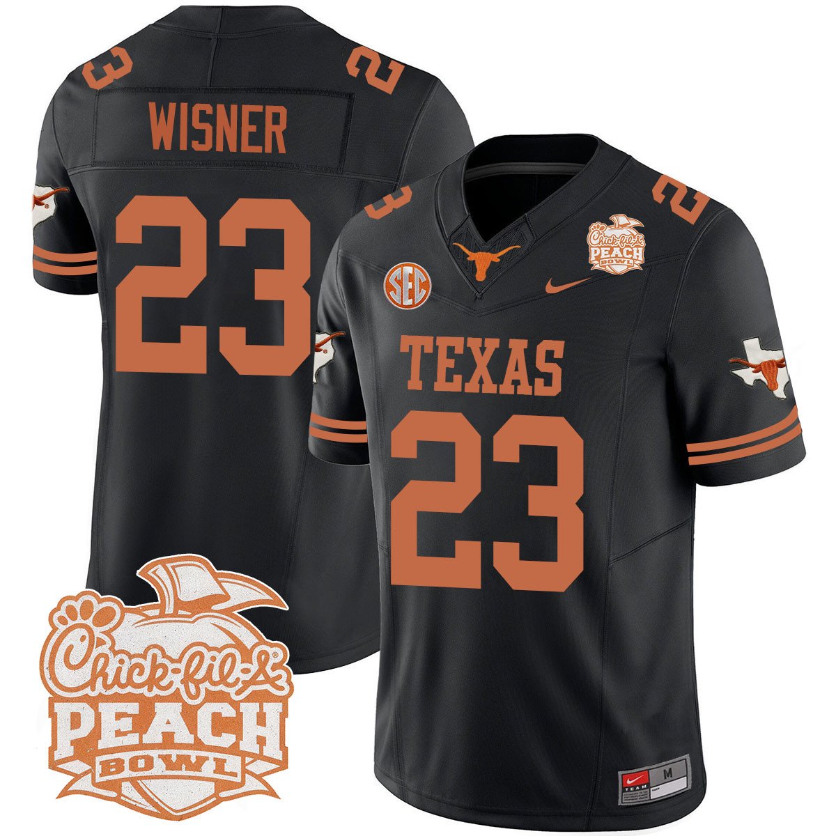 Texas Longhorns 2024 Peach Bowl Jersey - All Stitched