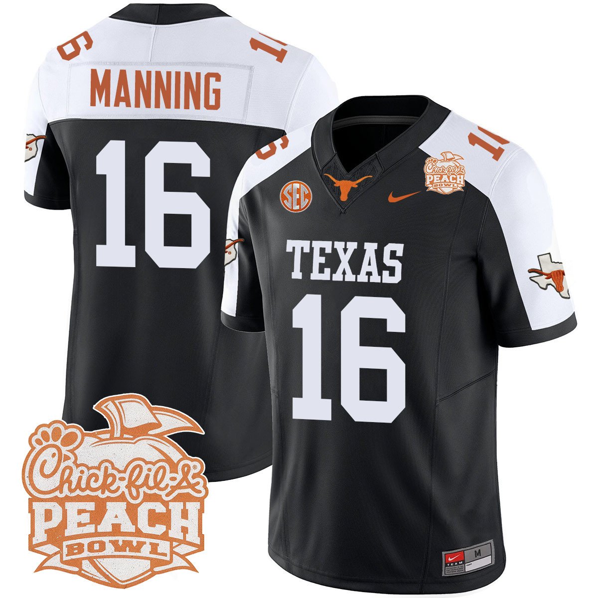 Texas Longhorns 2024 Peach Bowl Jersey - All Stitched