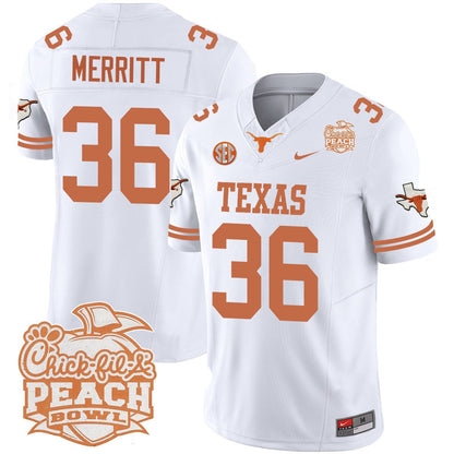 Texas Longhorns 2024 Peach Bowl Jersey - All Stitched
