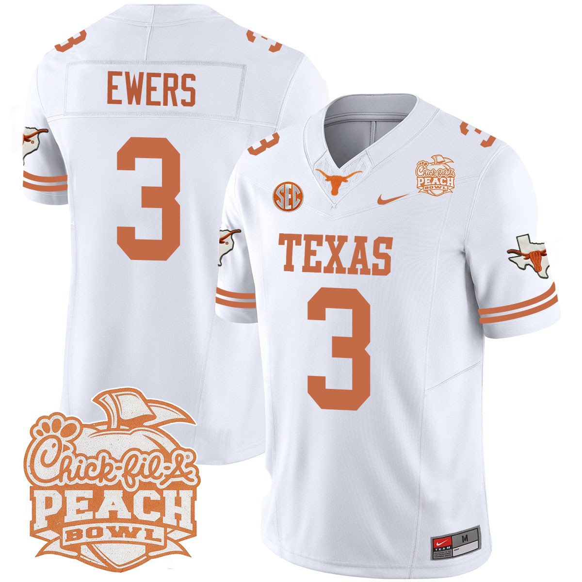 Texas Longhorns 2024 Peach Bowl Jersey - All Stitched