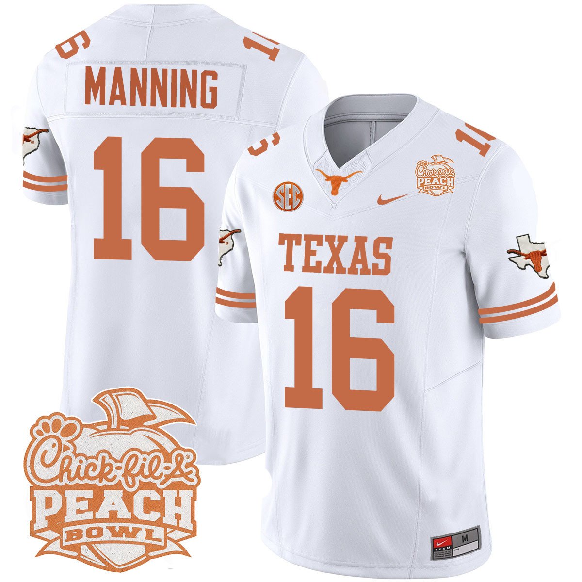Texas Longhorns 2024 Peach Bowl Jersey - All Stitched