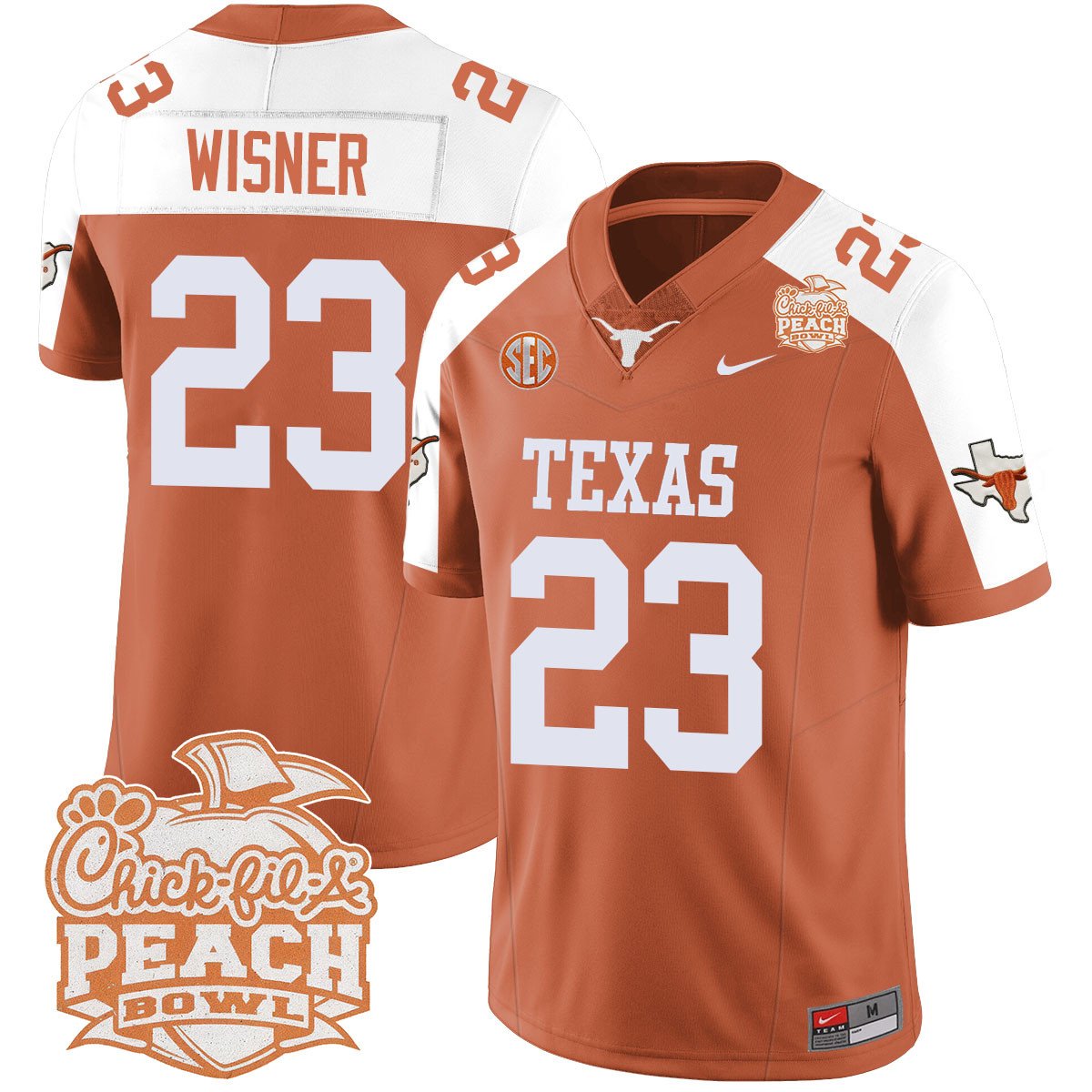Texas Longhorns 2024 Peach Bowl Jersey - All Stitched