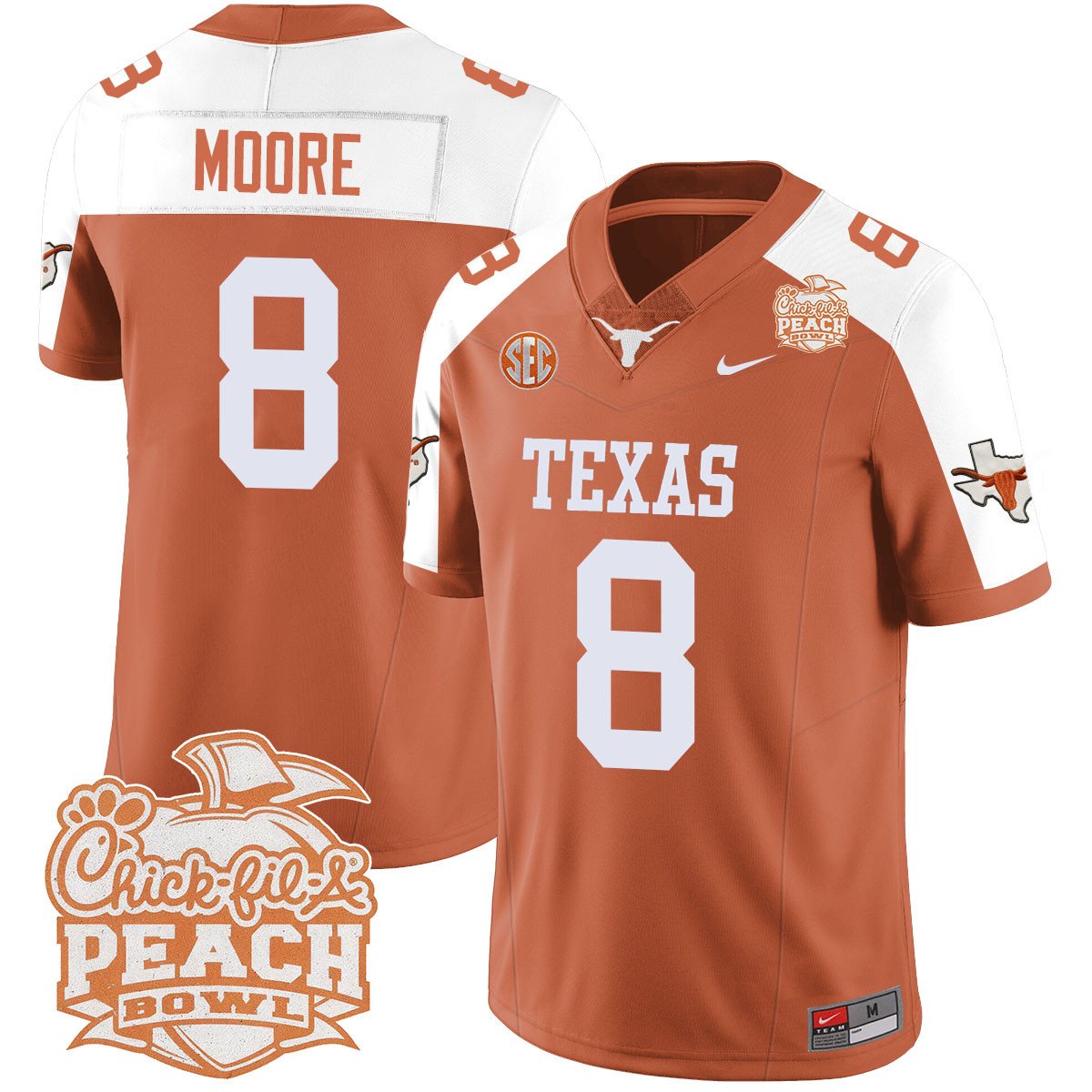 Texas Longhorns 2024 Peach Bowl Jersey - All Stitched