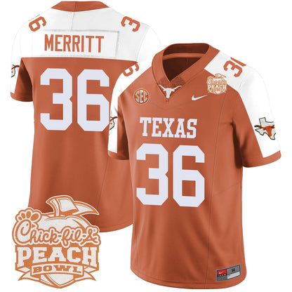 Texas Longhorns 2024 Peach Bowl Jersey - All Stitched