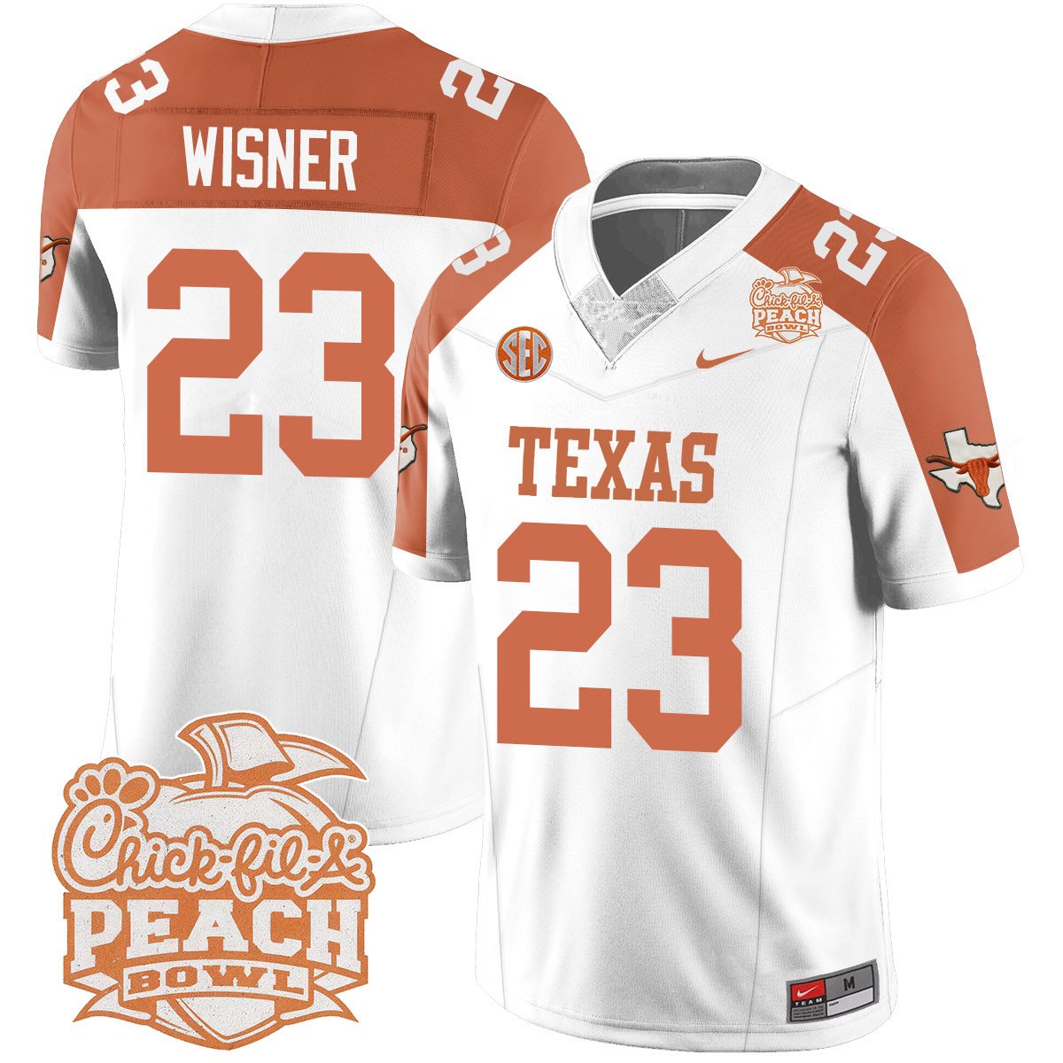 Texas Longhorns 2024 Peach Bowl Jersey - All Stitched