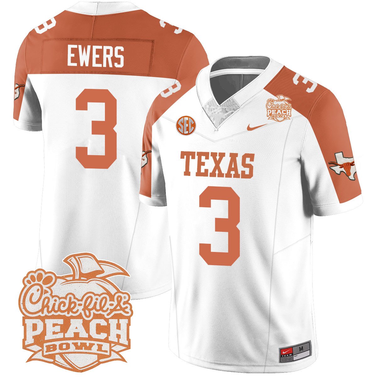 Texas Longhorns 2024 Peach Bowl Jersey - All Stitched