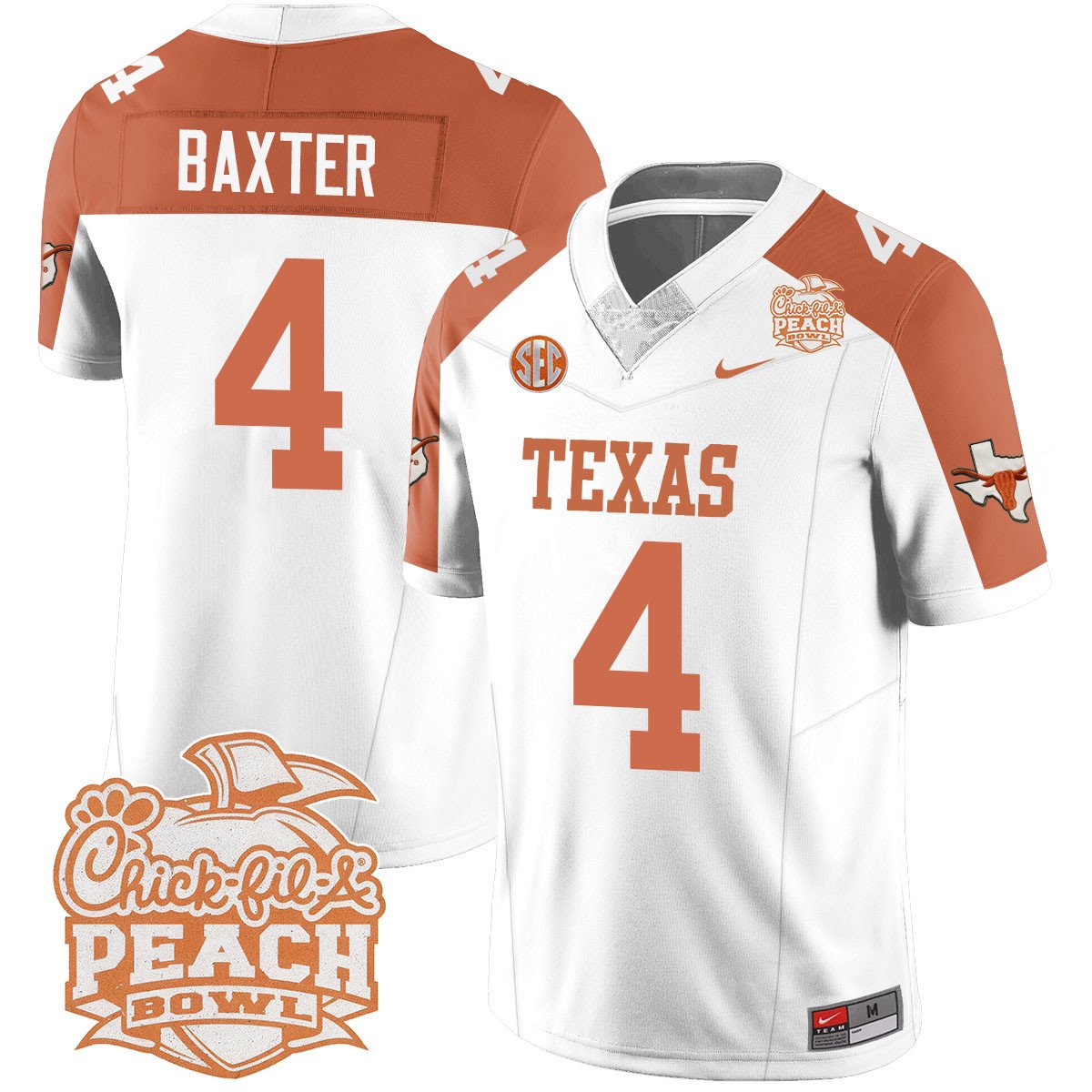 Texas Longhorns 2024 Peach Bowl Jersey - All Stitched