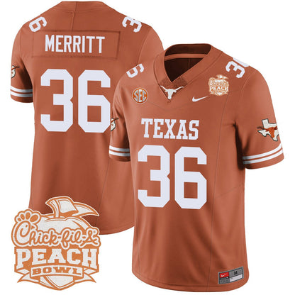 Texas Longhorns 2024 Peach Bowl Jersey - All Stitched