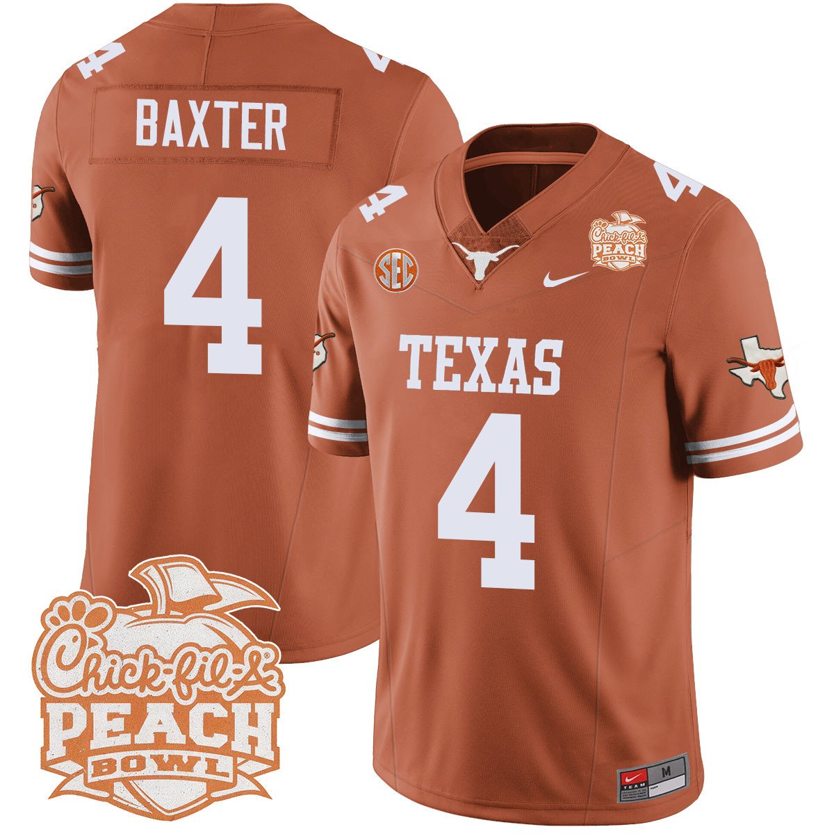 Texas Longhorns 2024 Peach Bowl Jersey - All Stitched