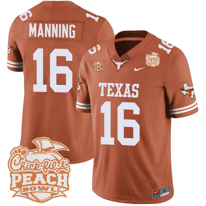 Texas Longhorns 2024 Peach Bowl Jersey - All Stitched