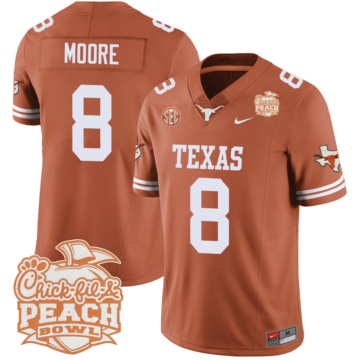 Texas Longhorns 2024 Peach Bowl Jersey - All Stitched