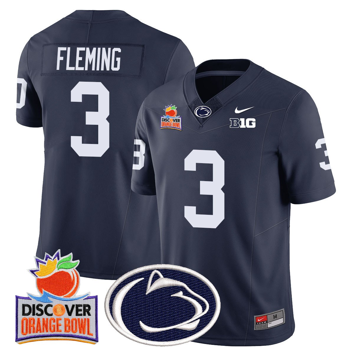 Men's Penn State Nittany Lions 2024 Orange Bowl Jersey N1 - All Stitched