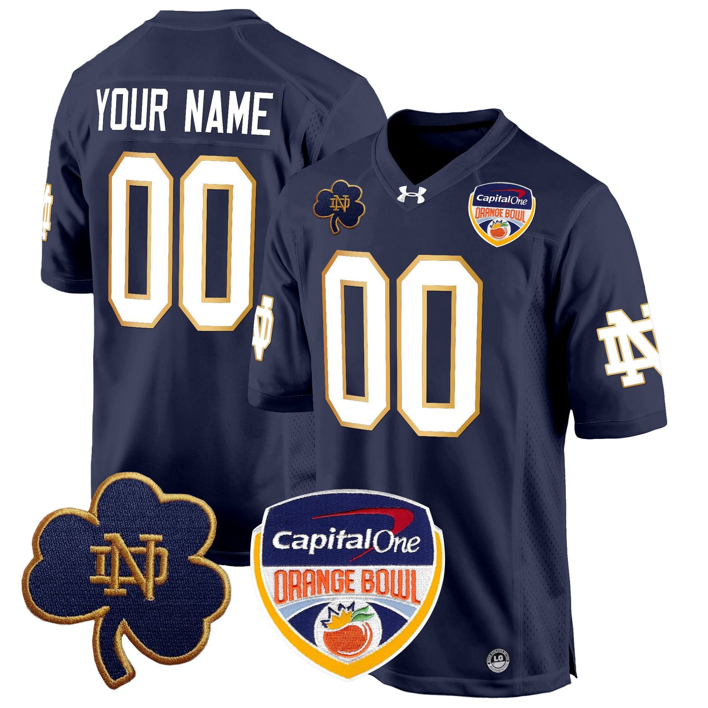 Notre Dame Fighting Irish 2024 Orange Bowl Patch Game Custom Jersey - All Stitched