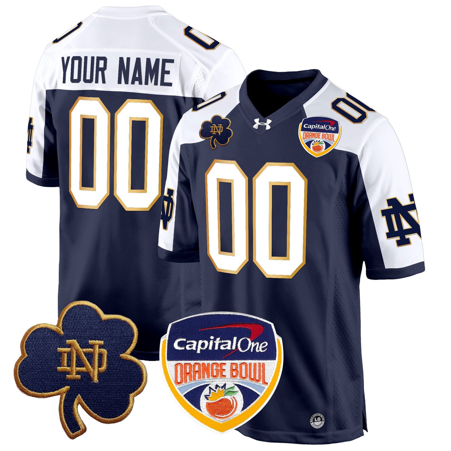 Notre Dame Fighting Irish 2024 Orange Bowl Patch Game Custom Jersey - All Stitched