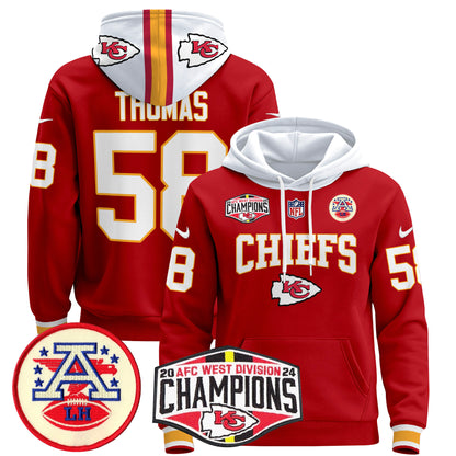Kansas City Chiefs 2024 AFC West Division Champions Pullover Hoodie - All Stitched