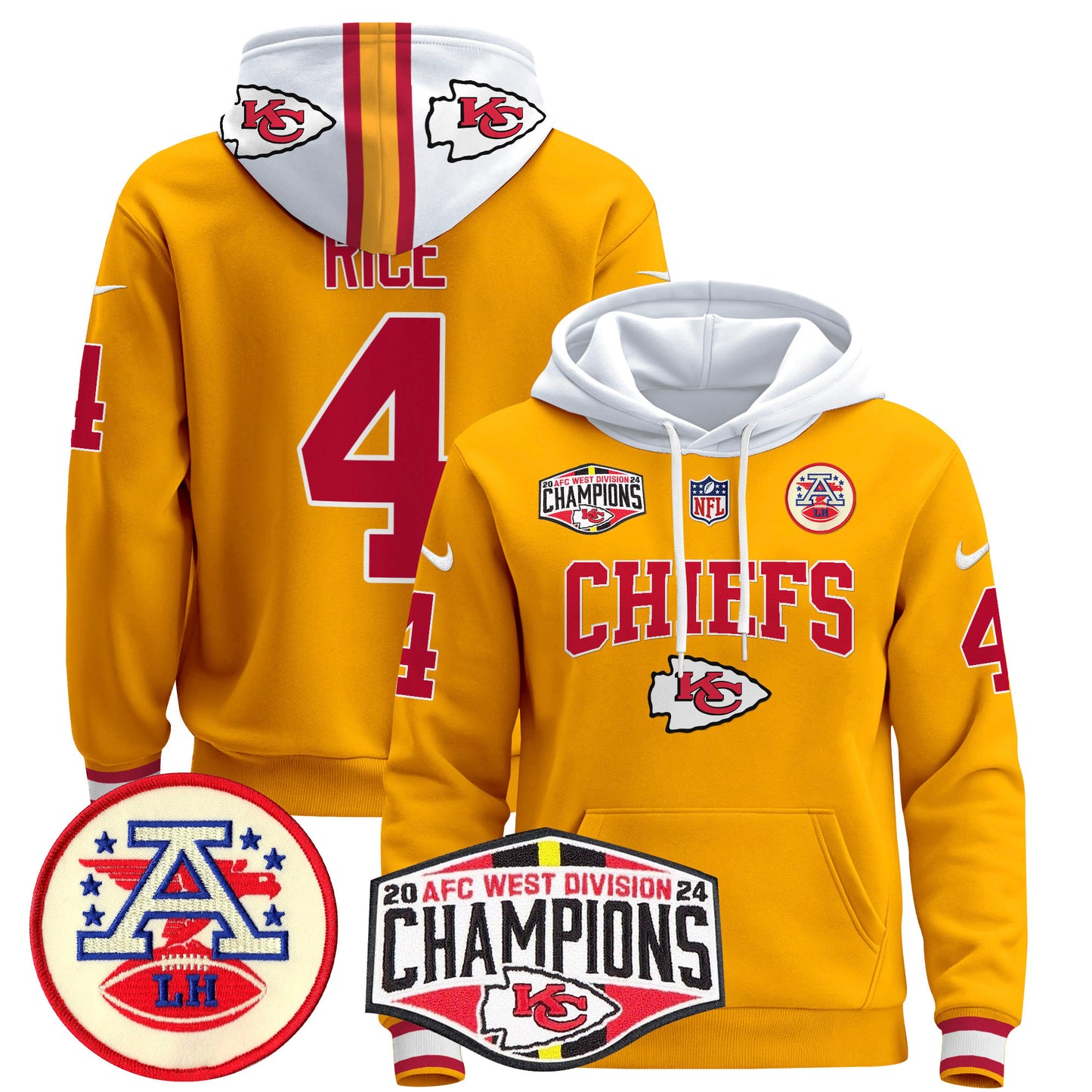 Kansas City Chiefs 2024 AFC West Division Champions Pullover Hoodie - All Stitched