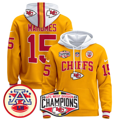 Kansas City Chiefs 2024 AFC West Division Champions Pullover Hoodie - All Stitched