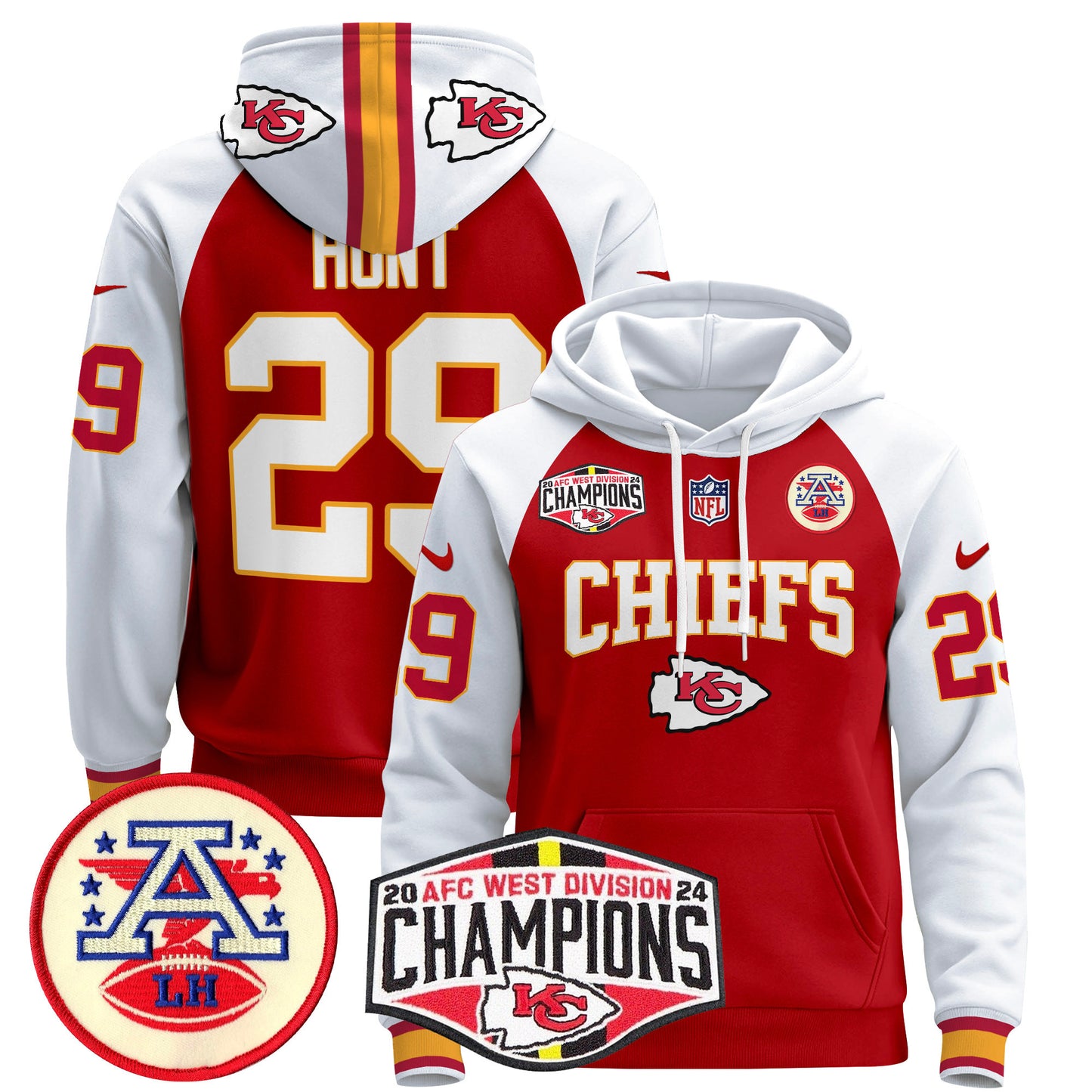 Kansas City Chiefs 2024 AFC West Division Champions Pullover Hoodie - All Stitched