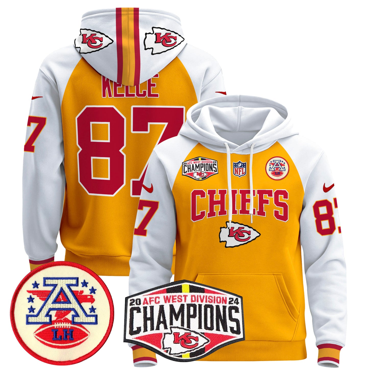 Kansas City Chiefs 2024 AFC West Division Champions Pullover Hoodie - All Stitched