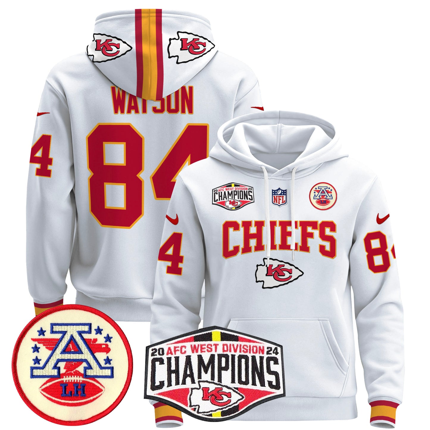 Kansas City Chiefs 2024 AFC West Division Champions Pullover Hoodie - All Stitched