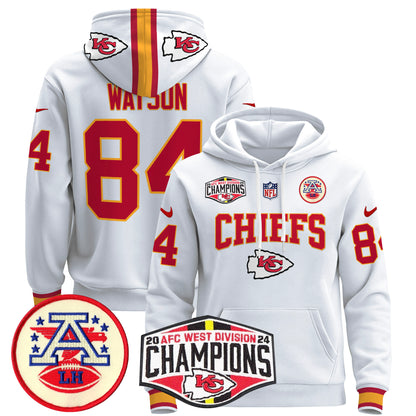 Kansas City Chiefs 2024 AFC West Division Champions Pullover Hoodie - All Stitched