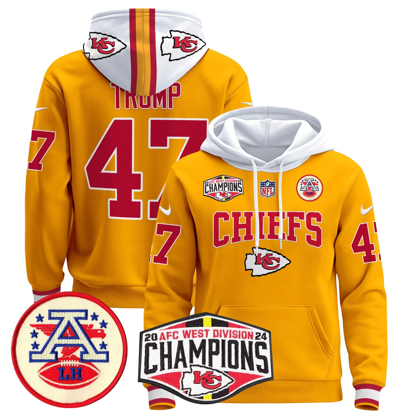 Kansas City Chiefs 2024 AFC West Division Champions Pullover Hoodie - All Stitched