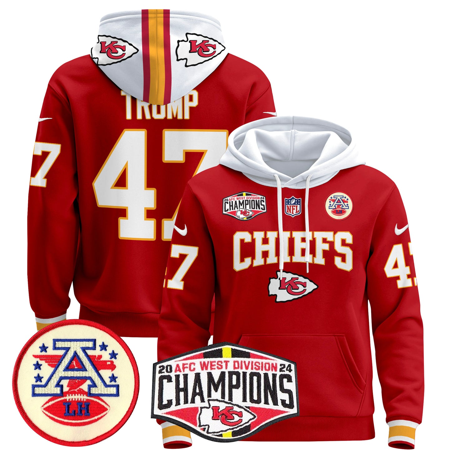Kansas City Chiefs 2024 AFC West Division Champions Pullover Hoodie - All Stitched
