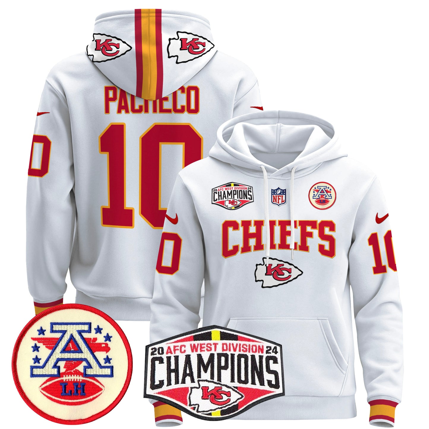 Kansas City Chiefs 2024 AFC West Division Champions Pullover Hoodie - All Stitched
