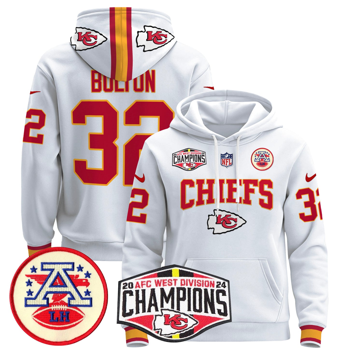 Kansas City Chiefs 2024 AFC West Division Champions Pullover Hoodie - All Stitched
