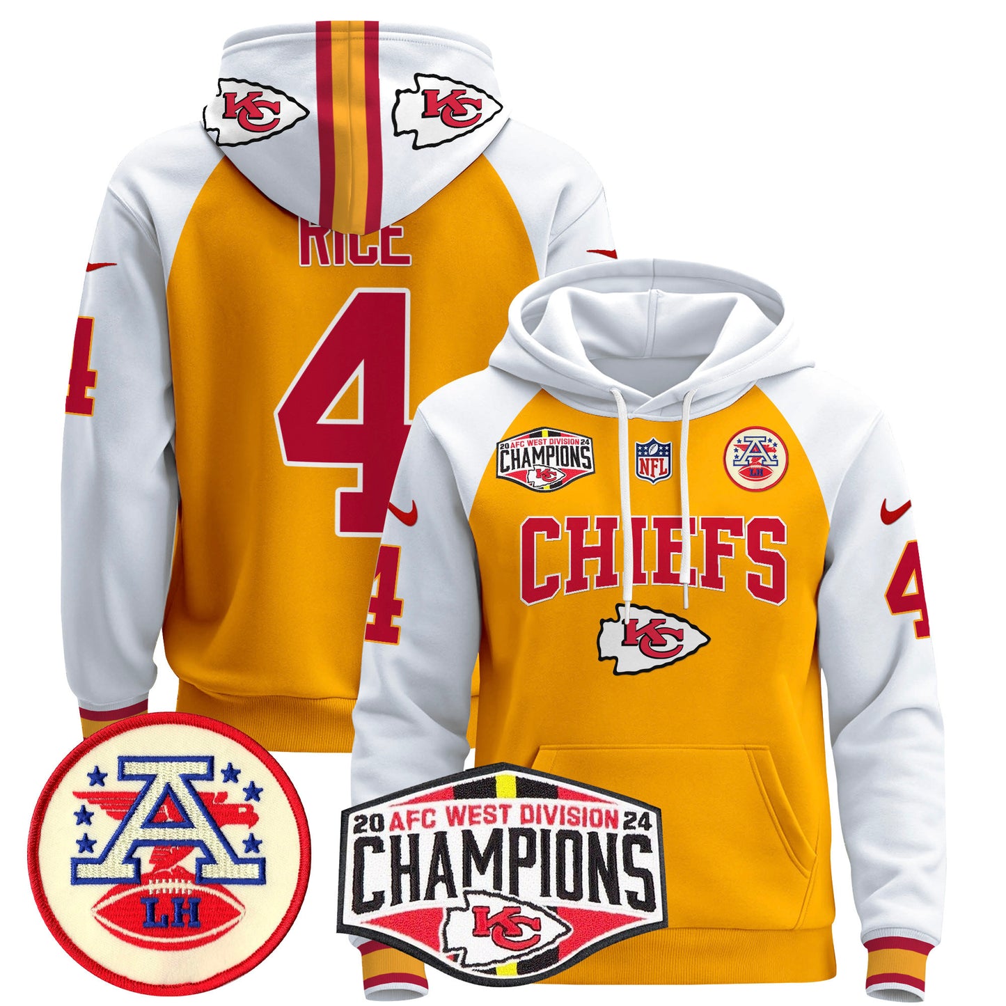 Kansas City Chiefs 2024 AFC West Division Champions Pullover Hoodie - All Stitched