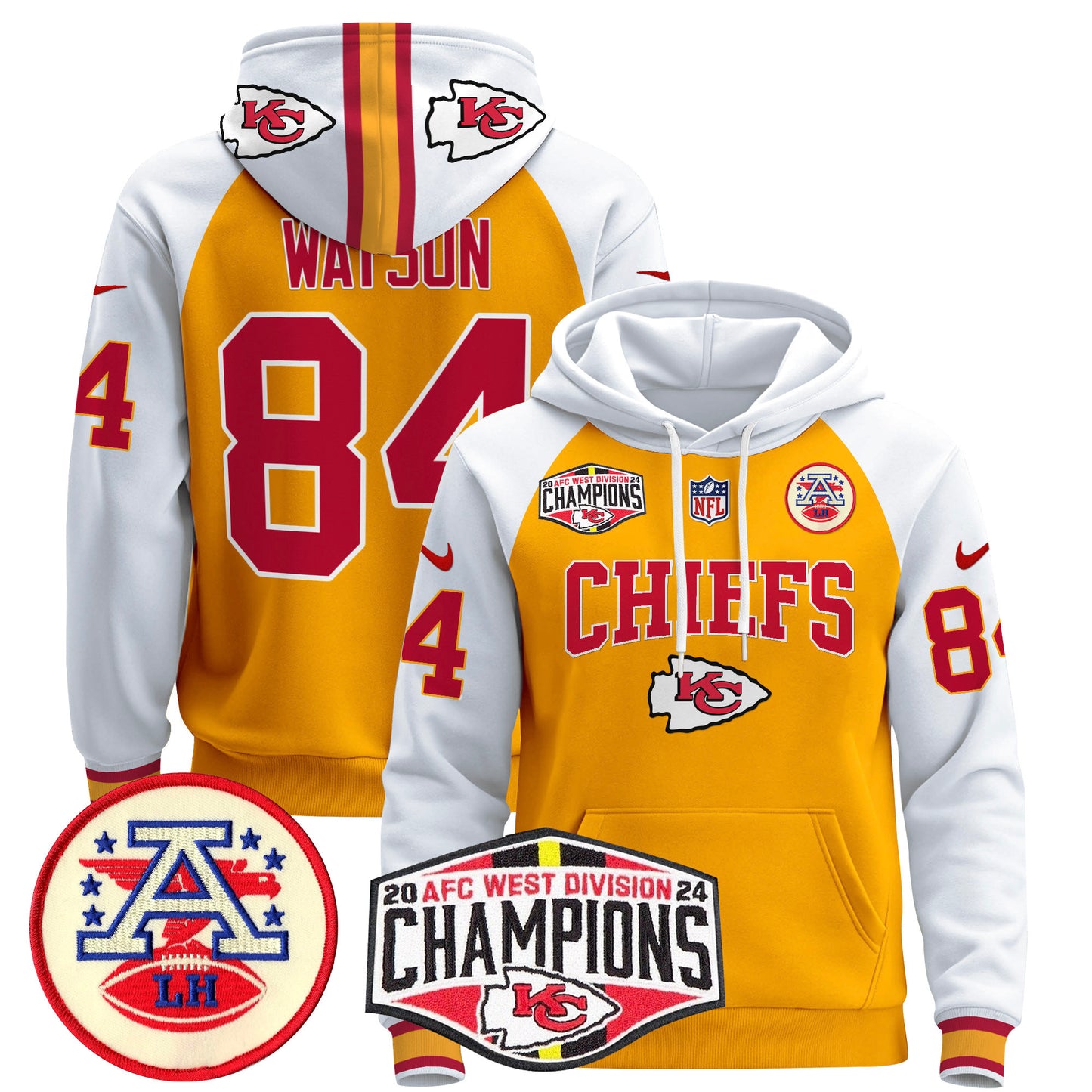 Kansas City Chiefs 2024 AFC West Division Champions Pullover Hoodie - All Stitched