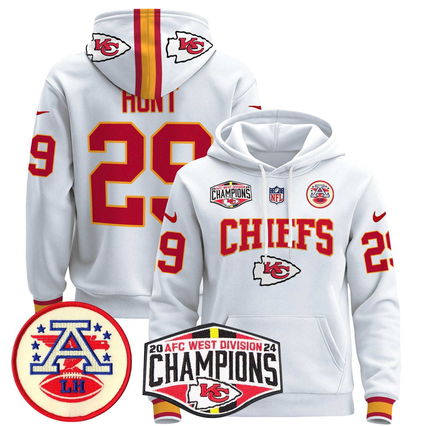 Kansas City Chiefs 2024 AFC West Division Champions Pullover Hoodie - All Stitched