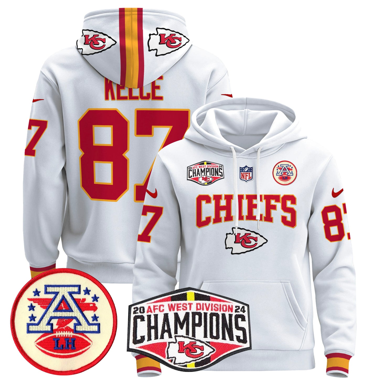 Kansas City Chiefs 2024 AFC West Division Champions Pullover Hoodie - All Stitched