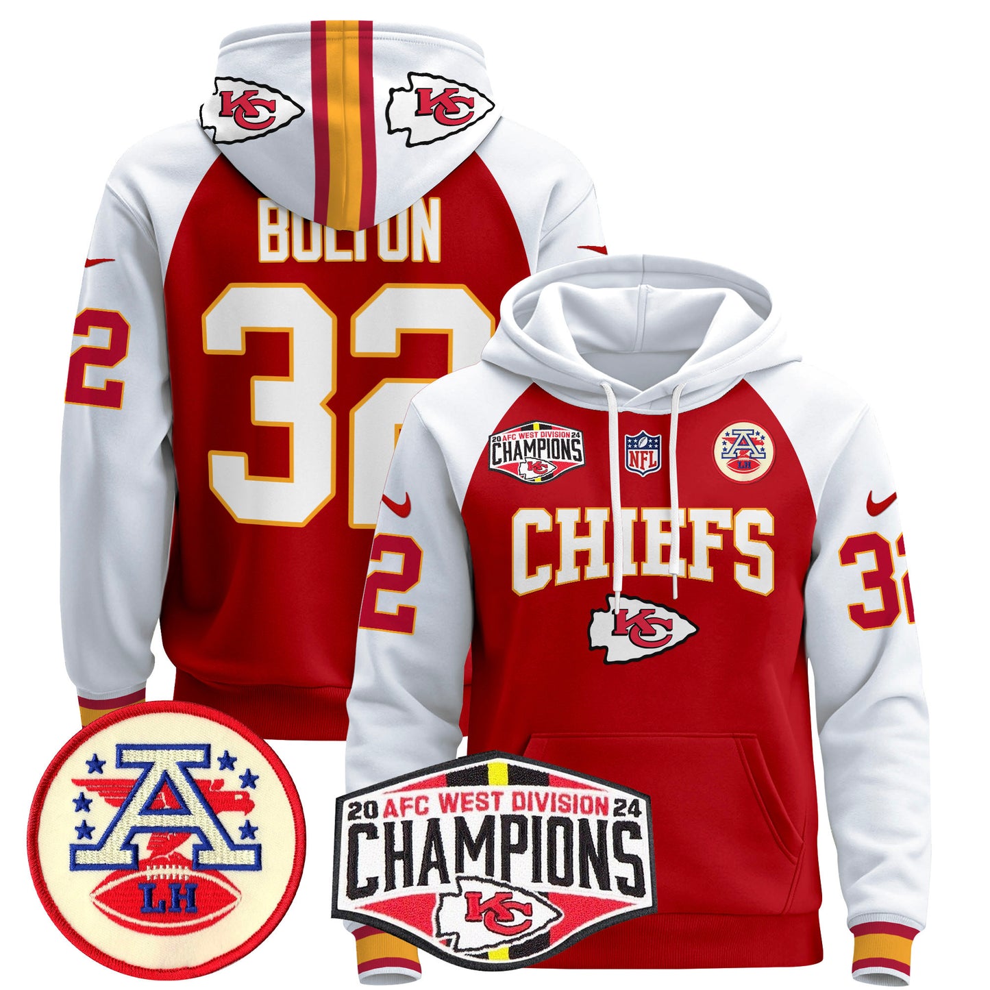 Kansas City Chiefs 2024 AFC West Division Champions Pullover Hoodie - All Stitched