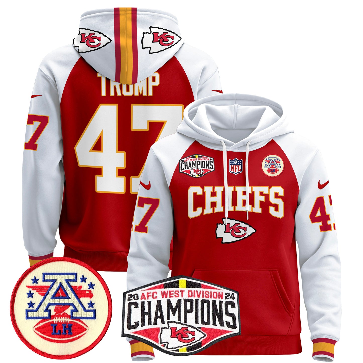 Kansas City Chiefs 2024 AFC West Division Champions Pullover Hoodie - All Stitched