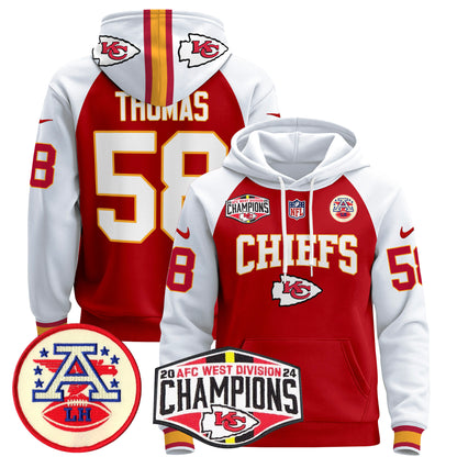 Kansas City Chiefs 2024 AFC West Division Champions Pullover Hoodie - All Stitched