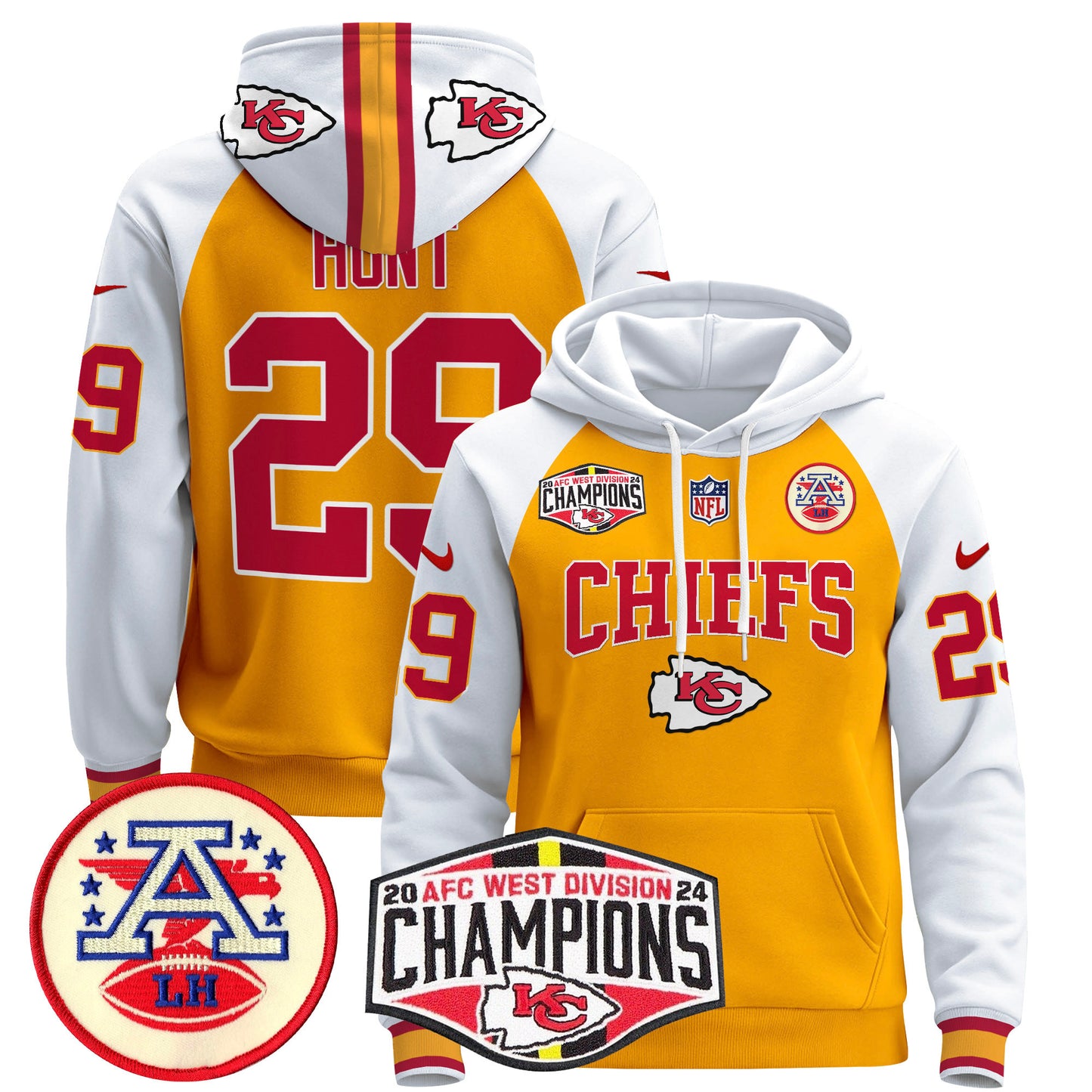 Kansas City Chiefs 2024 AFC West Division Champions Pullover Hoodie - All Stitched