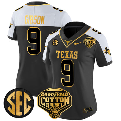 Women's Texas Longhorns Cotton Bowl Patch Gold Vapor Limited Jersey - All Stitched