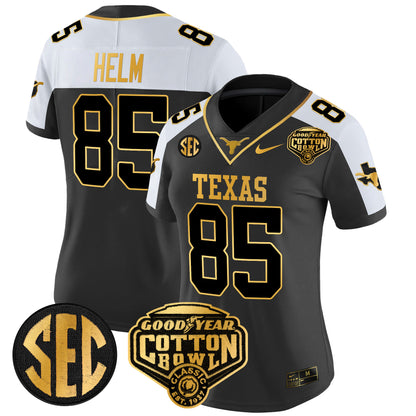 Women's Texas Longhorns Cotton Bowl Patch Gold Vapor Limited Jersey - All Stitched