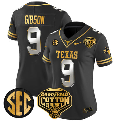 Women's Texas Longhorns Cotton Bowl Patch Gold Vapor Limited Jersey - All Stitched