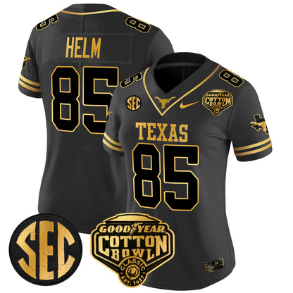 Women's Texas Longhorns Cotton Bowl Patch Gold Vapor Limited Jersey - All Stitched
