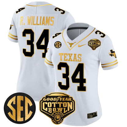 Women's Texas Longhorns Cotton Bowl Patch Gold Vapor Limited Jersey - All Stitched